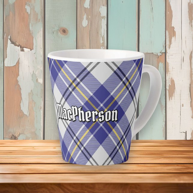Taza De Café Latte Clan MacPherson Blue Dress Tartan Latte Mug (Subido por el creador)