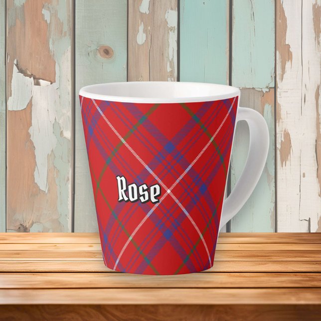 Taza De Café Latte Clan Rosa Tartan (Subido por el creador)