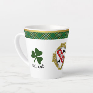 Taza De Café Latte Clarke Irish Shield y Tartán Personalizados