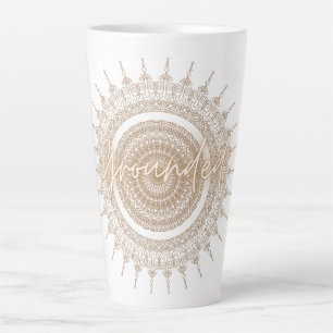Taza De Café Latte Clásica Mandala Latte Mug
