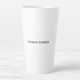 Taza De Café Latte Clásico Blanco Minimalista Plata elegante