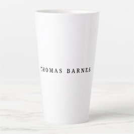 Taza De Café Latte Clásico Blanco Minimalista Plata elegante