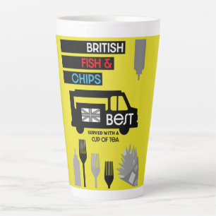 Taza De Café Latte Clásico británico Fish And Chips  