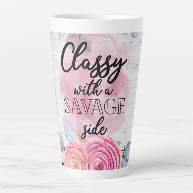 Taza De Café Latte Clásico con un lado salvaje de latte Mug (Anverso)