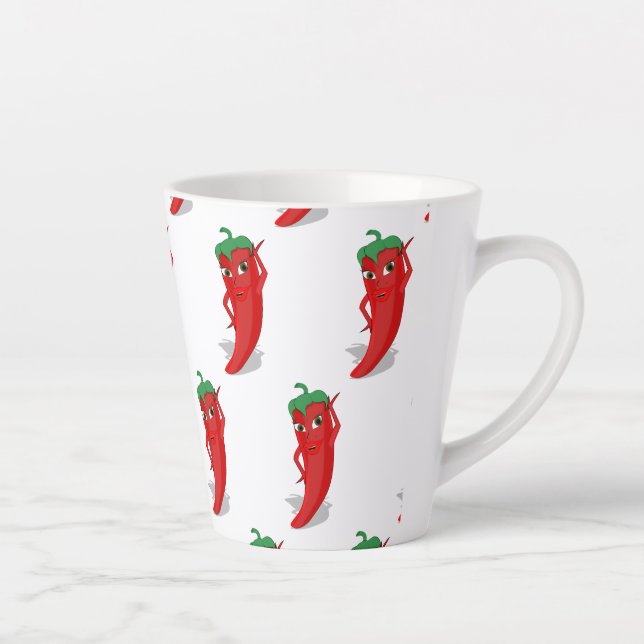 Taza De Café Latte Clásico de diva de pepinillo rojo (Derecha)