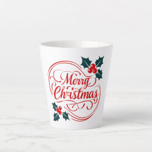 Taza De Café Latte Clásico Merry Christmas Holerry Holiday Art