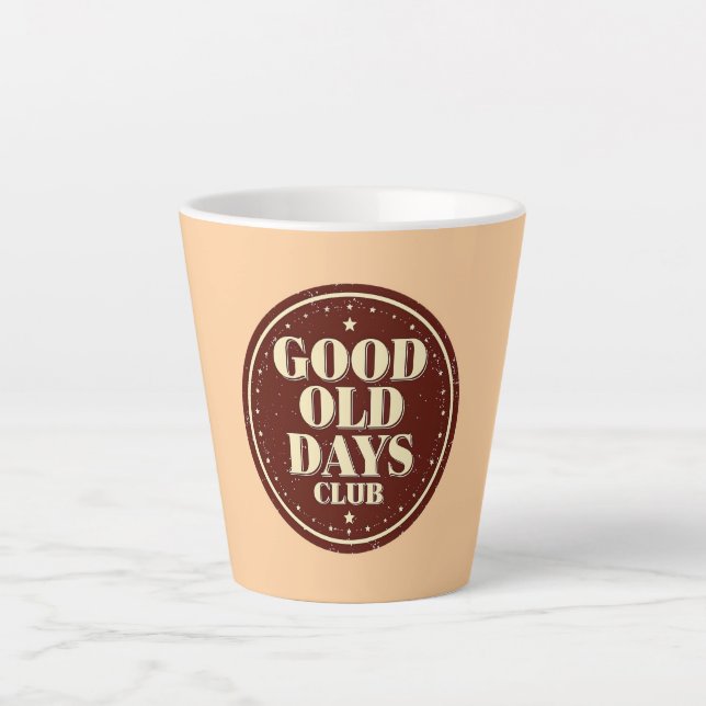 Taza De Café Latte Classic Brown Good Old Days Club Emblem (Anverso)