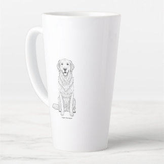 Taza De Café Latte Clean Minimalist Golden Retriever Line Art 