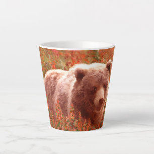 Taza De Café Latte Club de oso pardo en pintura de marihuana de fuego