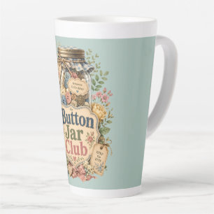 Taza De Café Latte Club de Tarro de Botones Cabaña Collage de Costura