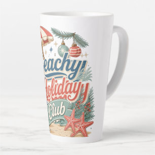 Taza De Café Latte Club de Vacaciones Playeras Navidad Retro Costera