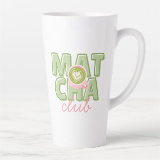 Taza De Café Latte Club Matcha Verde y Rosa Estética Impresión Traser