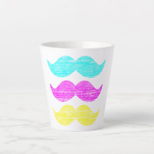 Taza De Café Latte CMy Mustaches (estilo letterpress)