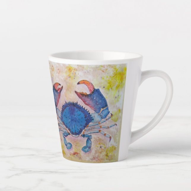 Taza De Café Latte Coastal Blue Crab Latte Mug (Derecha)