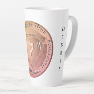 Taza De Café Latte Cobre del 7/22 Aniversario del Boda