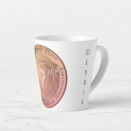 Taza De Café Latte Cobre del 7/22 Aniversario del Boda