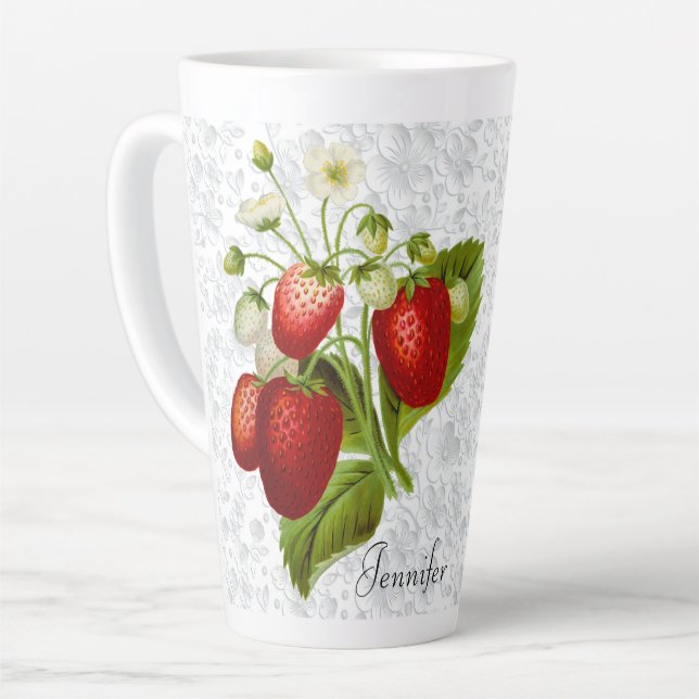 Taza De Café Latte Cocina personalizada de fresa Tall Latte Mug (Ángulo izquierdo)