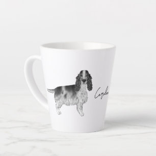 Taza De Café Latte Cocker Spaniel en negro y blanco y nombre personal