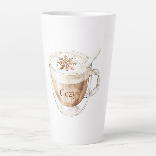 Taza De Café Latte Cocoa Aconchante Copo de Nieve (Anverso)