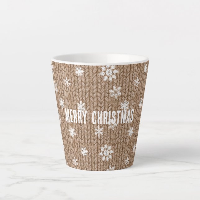 Taza De Café Latte Cocoa Cream Copos de Nieve Navidad (Anverso)