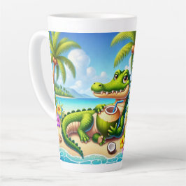 TAZA DE CAFÉ LATTE COCODRILLO CON AGUA DE COCO
