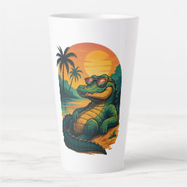 Taza De Café Latte Cocodrilo de verano interminable - Retro