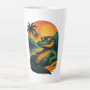 Taza De Café Latte Cocodrilo de verano interminable - Retro