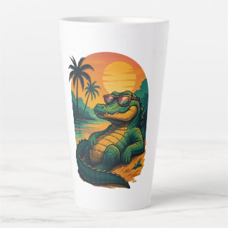Taza De Café Latte Cocodrilo de verano interminable - Retro