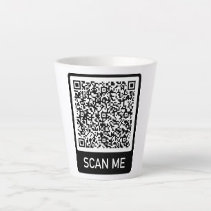 Taza De Café Latte Código QR - Escándame Profesional Personalizado Mo
