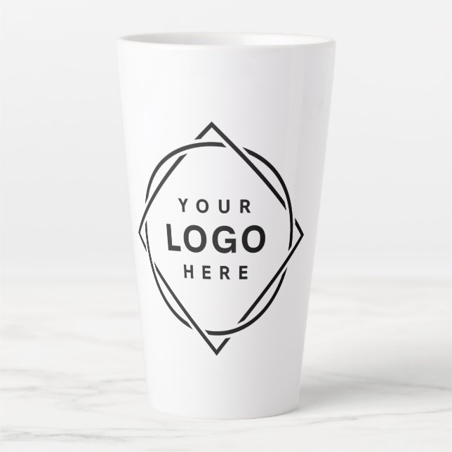 Taza De Café Latte Código QR negro elegante y elegante (Anverso)