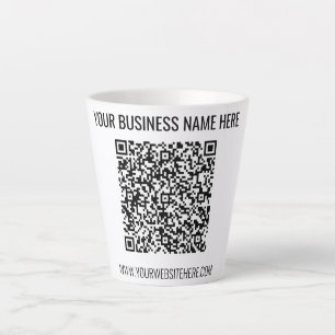 Taza De Café Latte Código QR y texto Personalizado Profesional Modern