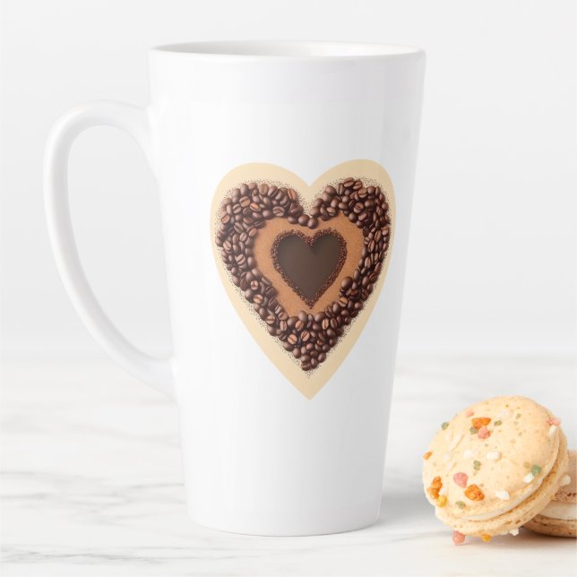 Taza De Café Latte Coffee Bean Heart Latte Mug (In situ)