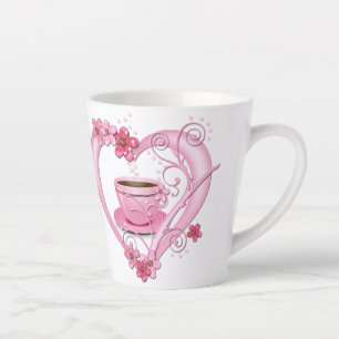 Taza De Café Latte Coffee de amor Flores rosas Corazón