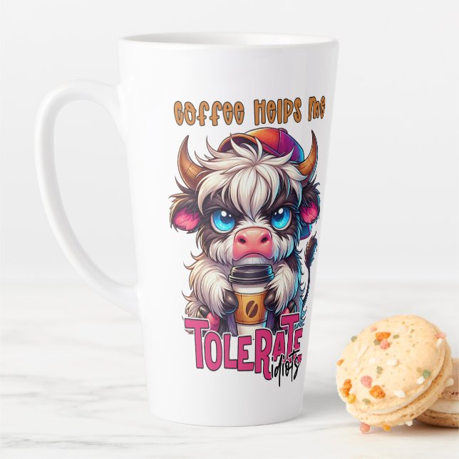 Taza De Café Latte Coffee Helps Me Tolerate Idiots  (In situ)