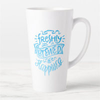 Coffee positivo caligrafía azul alto blanco