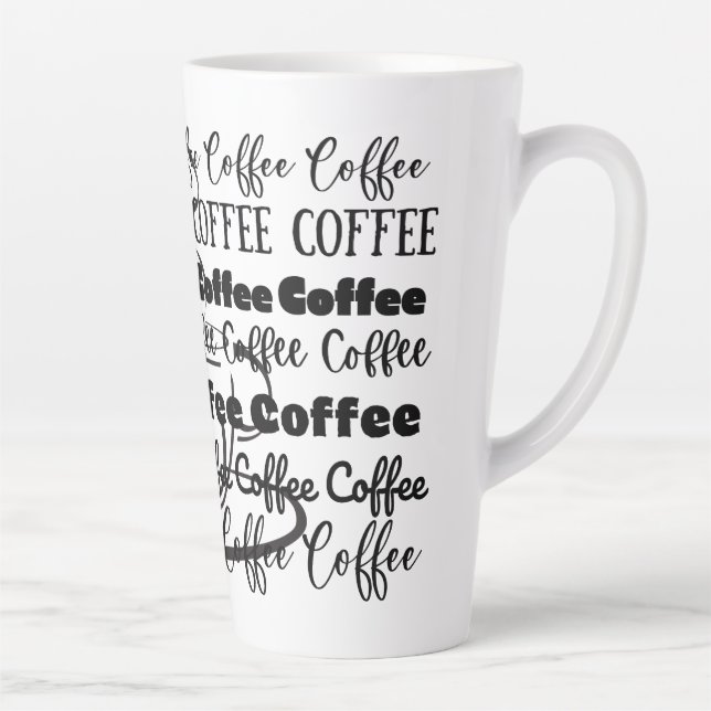 Taza De Café Latte Coffee Word Art Design (Derecha)