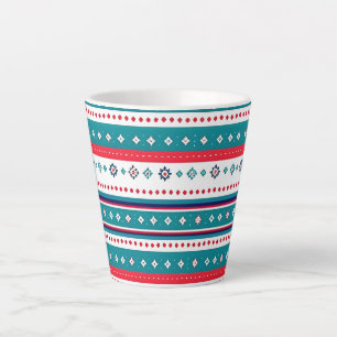 Taza De Café Latte Cojín decorativo de franjas horizontales rojas y v