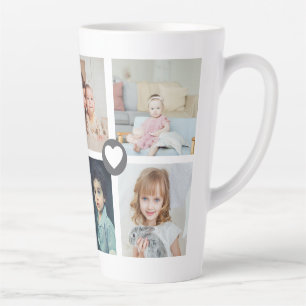 Taza De Café Latte Colage de Fotos y Texto Personalizado Familia