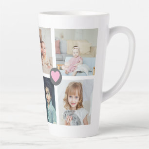 Taza De Café Latte Colage de Fotos y Texto Personalizado Familia