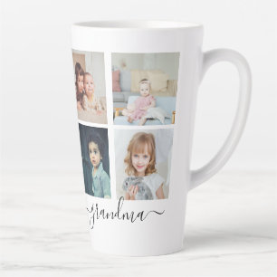 Taza De Café Latte Colage de Fotos y Texto Personalizado para Familia