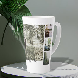 Taza De Café Latte Colage de Fotos y Texto Personalizado para Familia