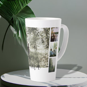 Taza De Café Latte Colage de Fotos y Texto Personalizado para Familia