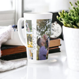 Taza De Café Latte Colage de Fotos y Texto Personalizado para Familia