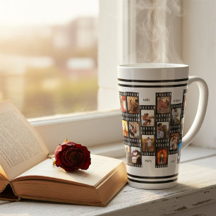Taza De Café Latte Colaje de Fotos en Tira de Película Personalizado