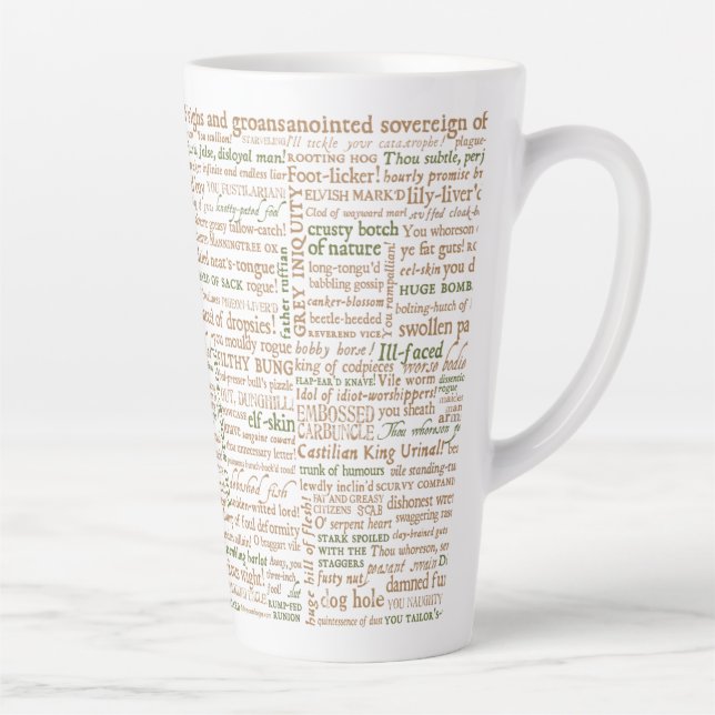 Taza De Café Latte Colección de insultos de Shakespeare (Derecha)