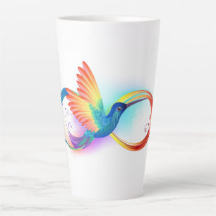 Taza De Café Latte Colibrí arcoiris con símbolo Infinity