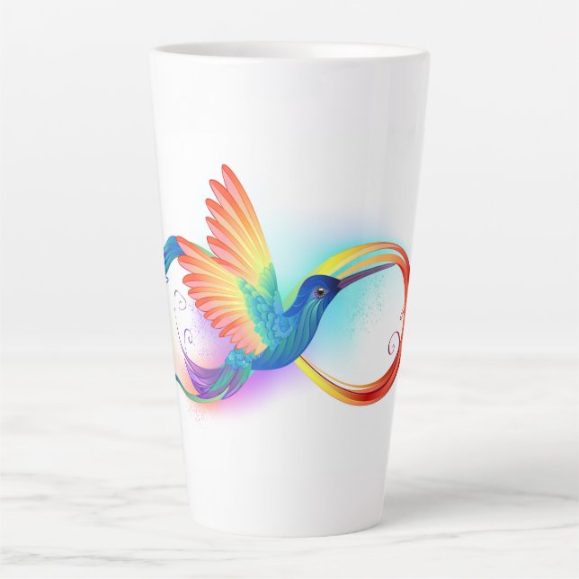 Taza De Café Latte Colibrí arcoiris con símbolo Infinity (Anverso)