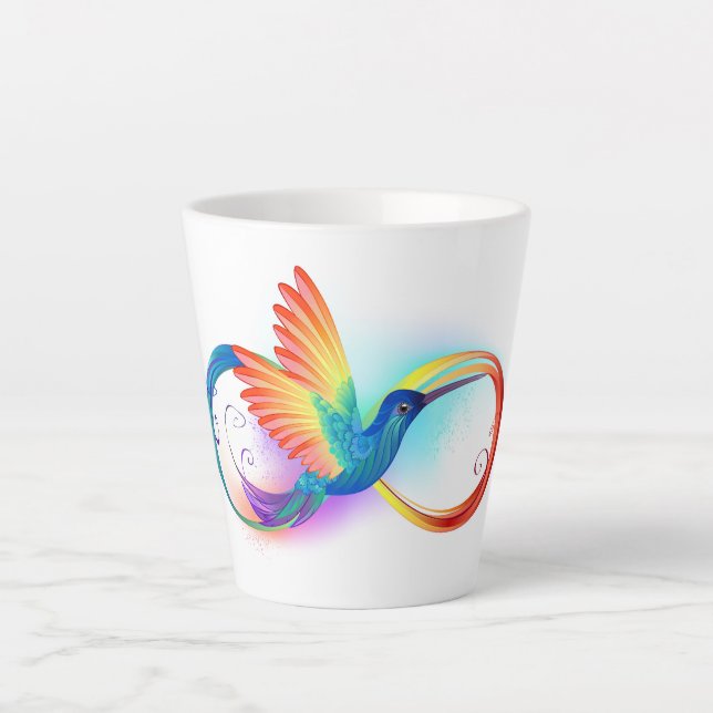 Taza De Café Latte Colibrí arcoiris con símbolo Infinity (Anverso)