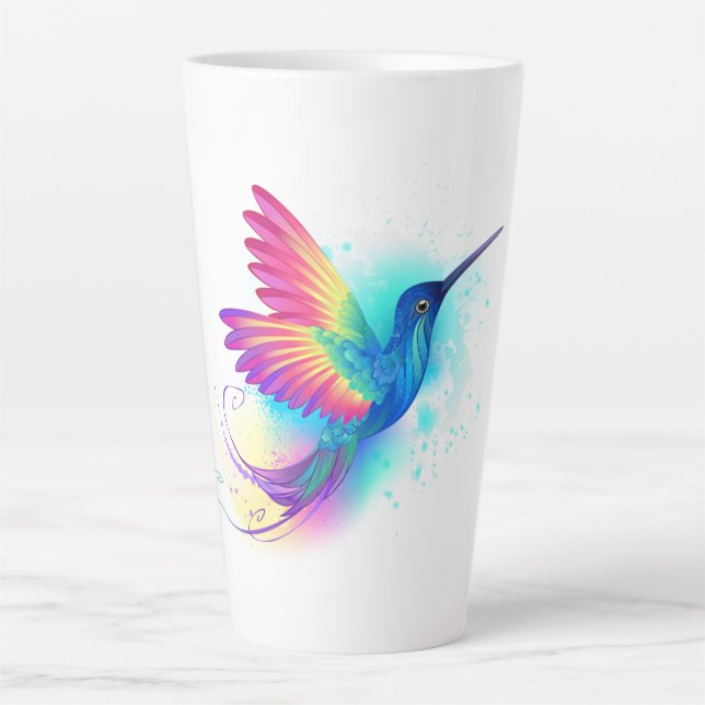 Taza De Café Latte Colibrí arcoiris exótica (Anverso)