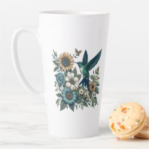 Colibrí Con Flores Latte Mug